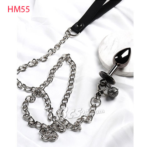 Butt Plug Phích cắm hậu môn Inox có chuông và dây xích